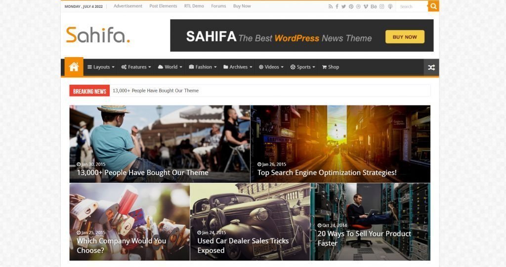 Sahifa WordPress haber teması